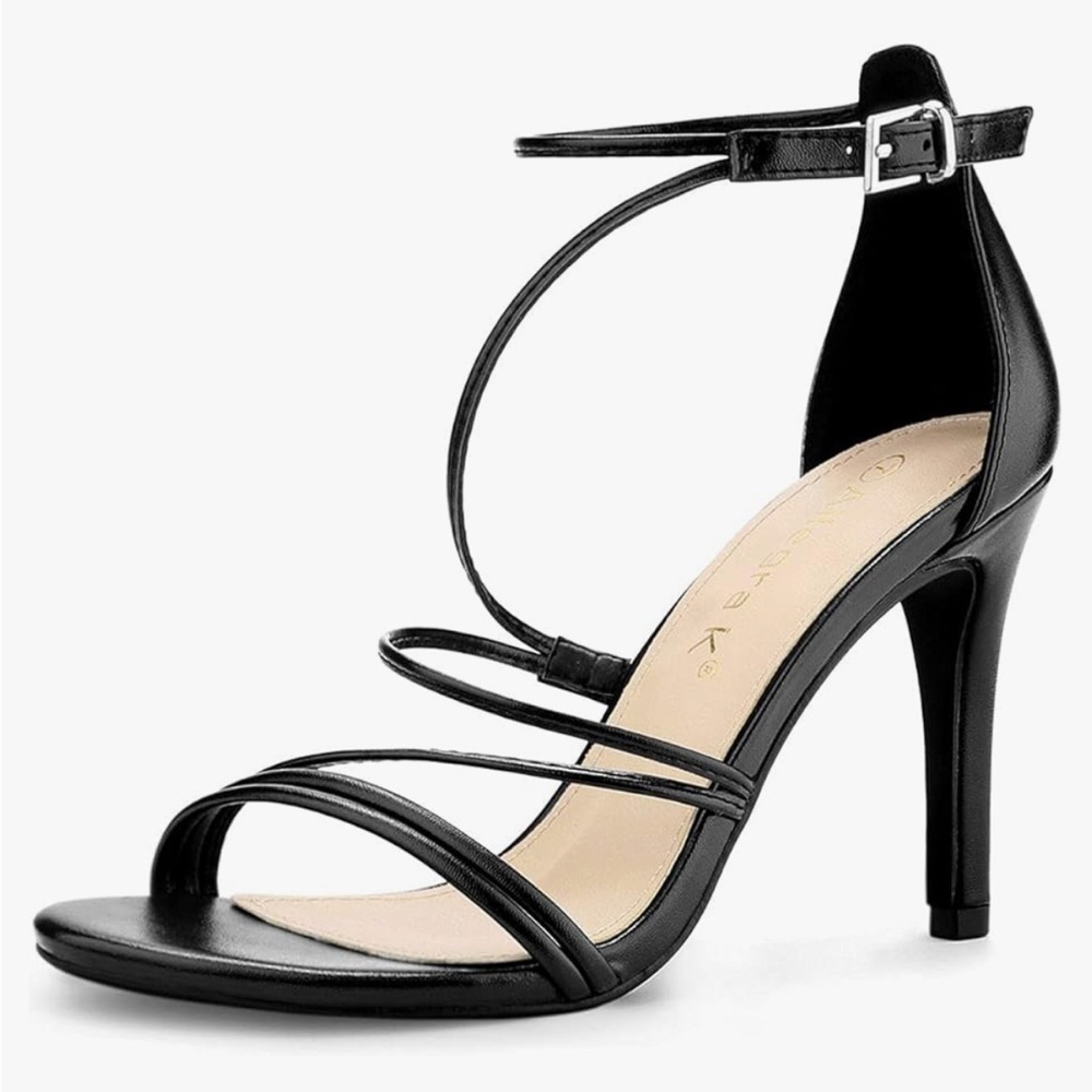 Allegra K Black Strappy Stiletto Heels